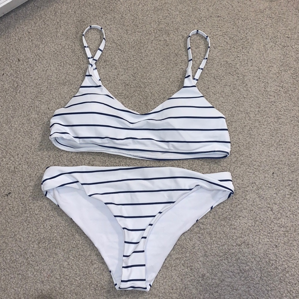 NWOT Blue and White Striped Bikini Size Medium